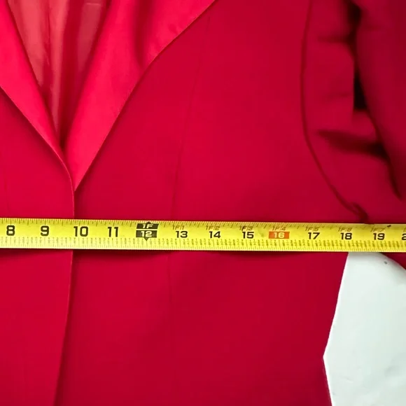 VTG 80' CHRISTIAN DIOR Red Jacket Wool Size 10 Lined Button Long Satin Finish